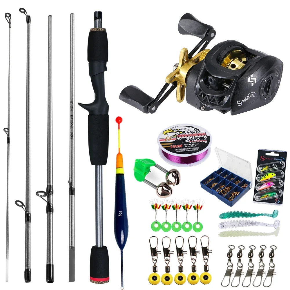 Sougayilang-Kit complet de moulinet de pêche Baitcasting, section Chlor5, rapport de vitesse 7.2:1, pêche au bar et à la carpe, le plus récent