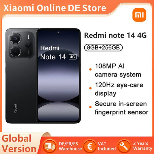 Version Globale Redmi Note 14 4G Smartphone MediaTek Helio G99-Ultra NFC Appareil Photo 108MP Écran AMOLED 6,67'' Batterie 5500mAh