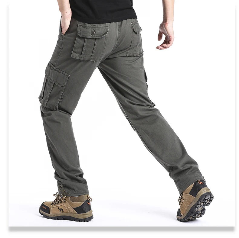 Salopette ample à grande poche pour hommes, pantalon tactique de Jogging pour Sports de plein air, taille élastique, pantalon de travail décontracté en pur coton
