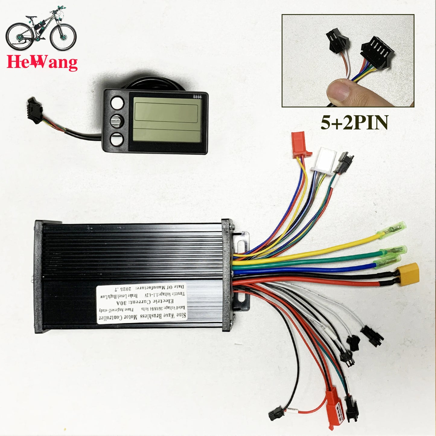 Controlador de motor sin escobillas de onda sinusoidal de 36 V 48 V 30 A 750 W 1000 W 1500 W para bicicleta eléctrica + Kit de pantalla LCD S866 para bicicleta de montaña eléctrica y scooter