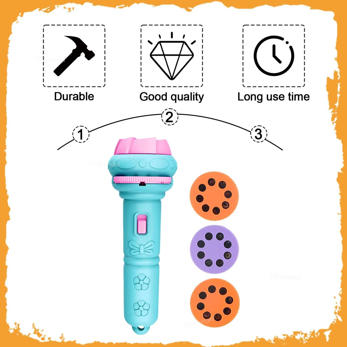 Lampe de Poche Projecteur Enfants — 10 Cartes, 80 Modèles, Jouet Coucher Dessin Animé, Cadeau