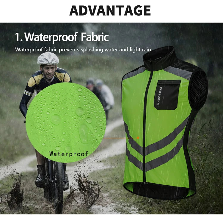 Gilets de cyclisme nuit sécurité pour hommes — sans manches, sport, VTT, vêtements vélo route