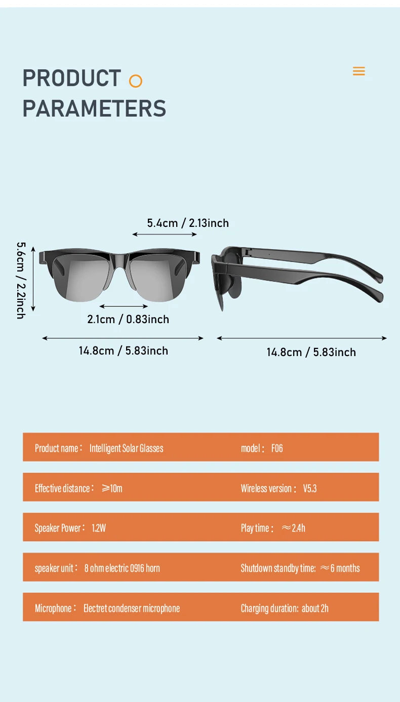 Lunettes de soleil intelligentes Bluetooth V5.3, casque d'appel pour Sports de plein air, technologie HIFI noire, Anti-touch UV pour hommes et femmes