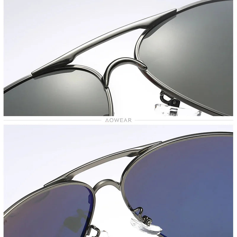 Lunettes de soleil aviation pour hommes — miroir polarisé, pilote HD, conduite, UV400