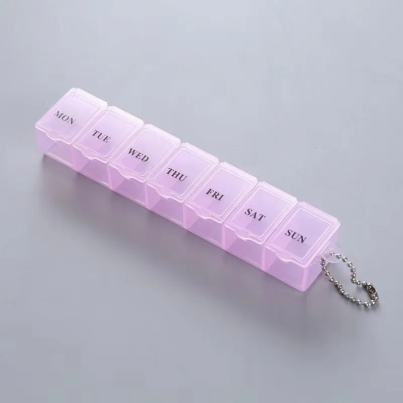 Weekly mini medicine box, storage organizer, 7-grid container, independent lattice, trendy