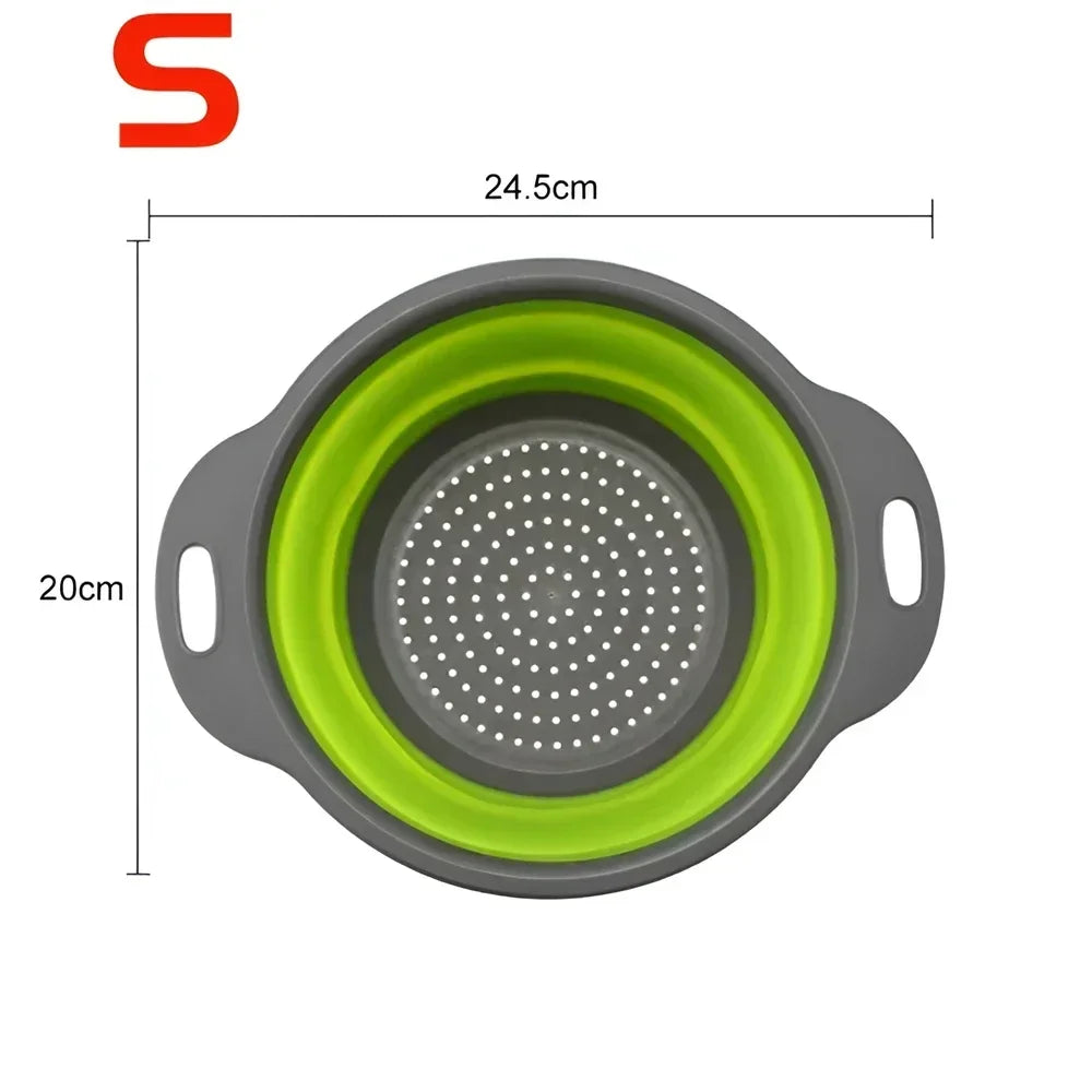 Panier égouttoir pliant en Silicone, 2 pièces, passoire pliable pour fruits et légumes, passoire de cuisine pour aliments, pâtes, ustensiles de cuisine, dispositif de vidange