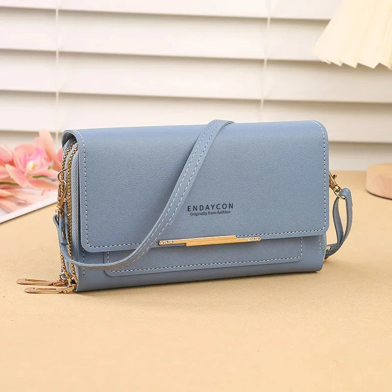 Sac Portefeuille Coréen Femme — Pochette Bandoulière Convertible Multifonction