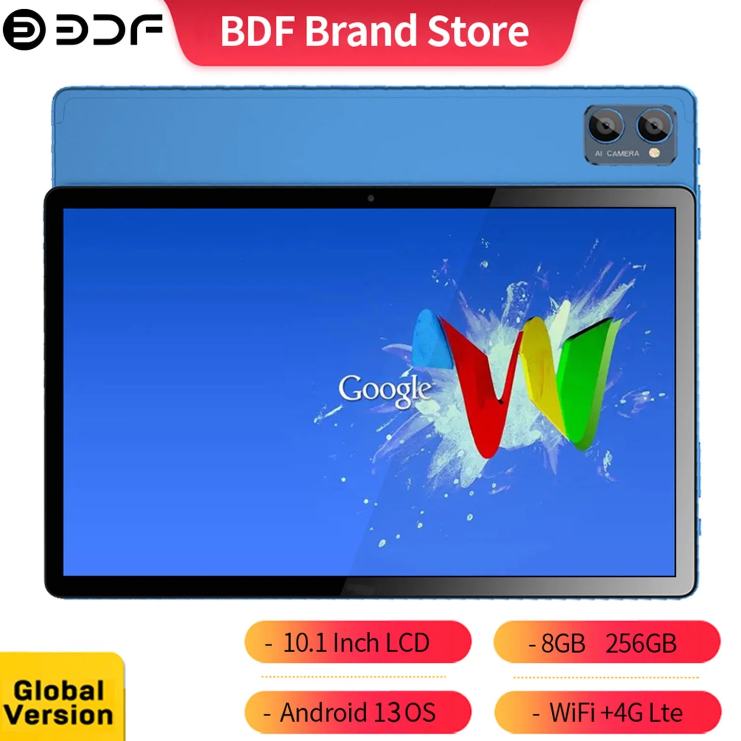 Tablette 4G 10,1 pouces Android Octa Core — 8 Go RAM, 256 Go, WiFi 5G, double SIM, écran HD