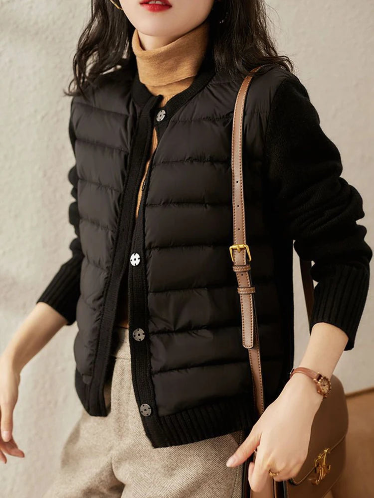 2025 hiver pull Patchwork Parka femmes doudoune Ultra léger chaud manteau décontracté femme doudoune surdimensionné vêtements d'extérieur
