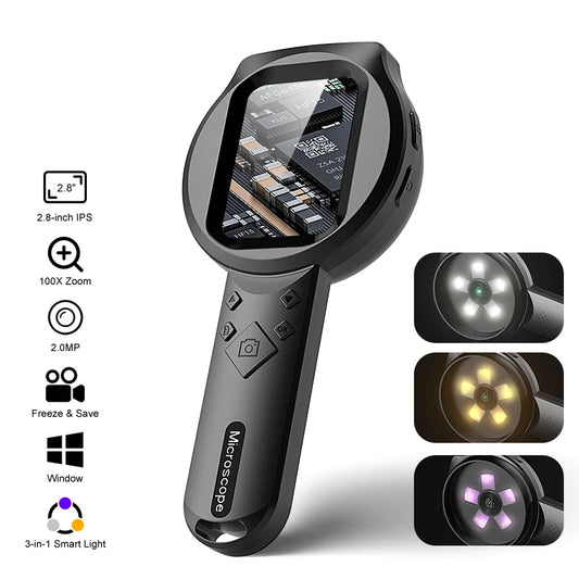 Loupe numérique IPS 2.8 pouces HD 1080P 100X, Microscope Portable, loupe portative pour réparation électronique, contrôle des bijoux