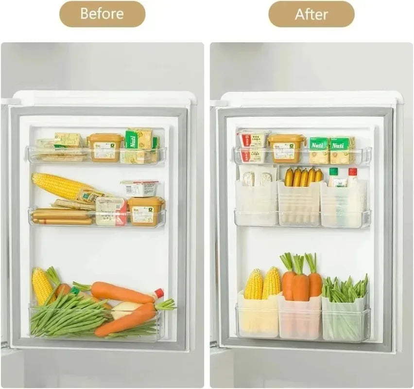 Refrigerator storage boxes, 1/5 pieces, fresh food organizer, cold storage, vegetable, fruit, spice bin, food container, kitchen boxes for home