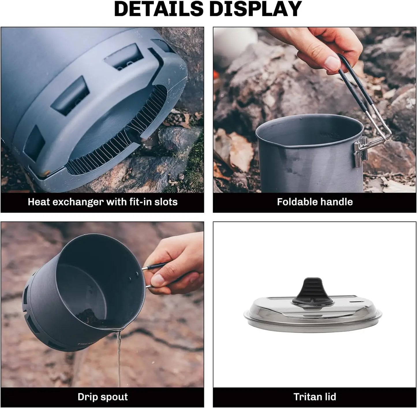 Pot ultraléger Fire-Maple G2 Petrel, léger, pour l'extérieur, échangeur de chaleur à haute efficacité, pour randonnée, voyage, Camping, 750ML
