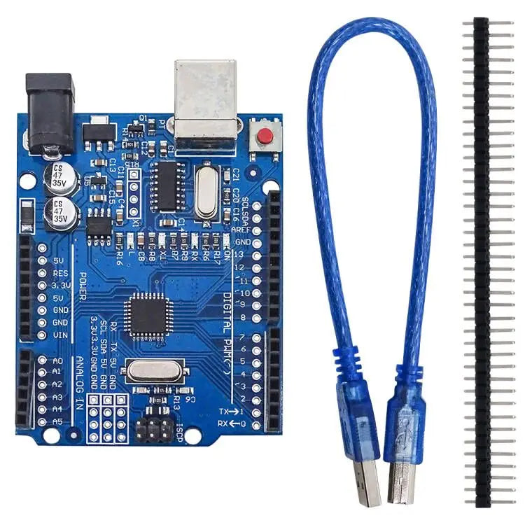 Carte de développement UN0 R3 ATmega328P avec en-tête de broche et câble Compatible avec les projets Arduino IDE