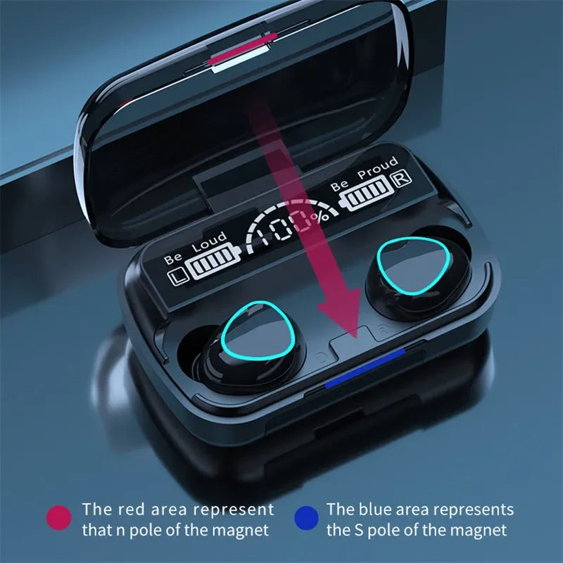 Écouteurs Bluetooth TWS stéréo 9D — boîte de chargement 3500mAh, étanches, sport, avec microphone