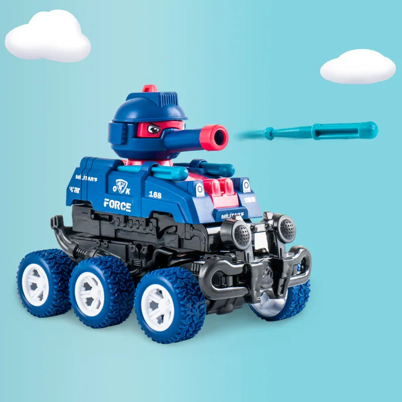 Coches pequeños de juguete de inercia para niños, vehículo todoterreno 6WD, modelo de lanzamiento por deformación por colisión, juguetes para niños, regalos de cumpleaños