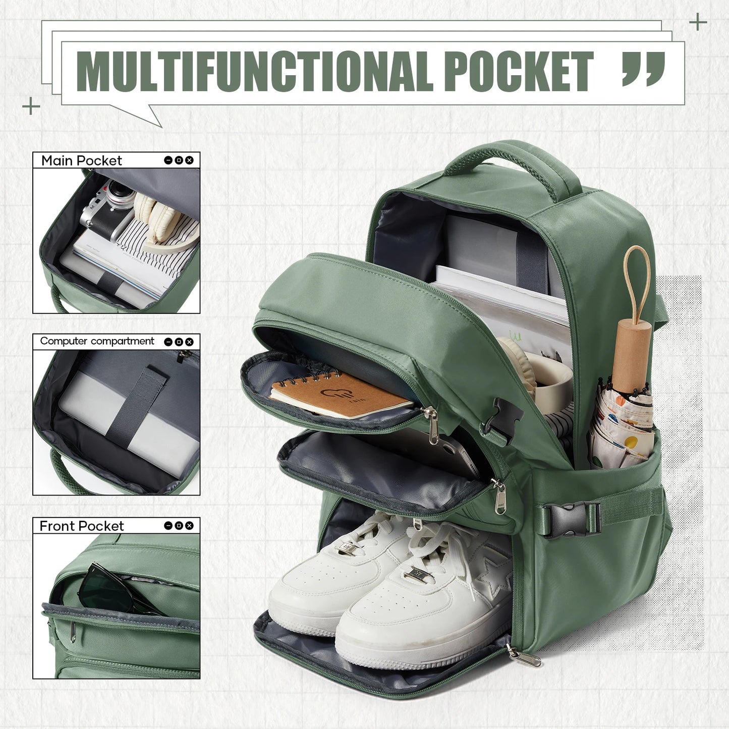 Sac à Dos Cabine Avion 40x20x25 Antivol — Sport Trekking Voyage Homme Femme