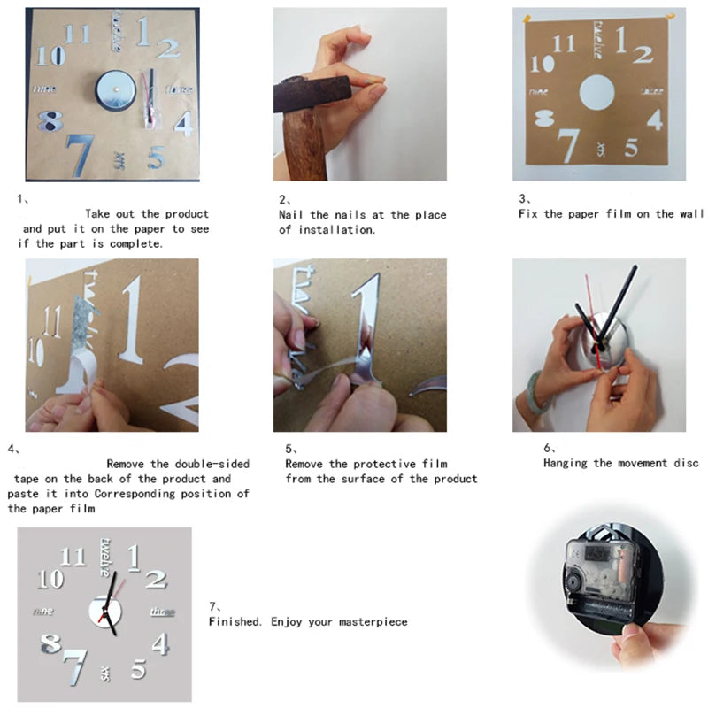 Wall clock DIY Luminous Wall Clock Quartz Watch Acrylic Mirror Stickers Wall Clock Wall Decoration Hot Home Decoration