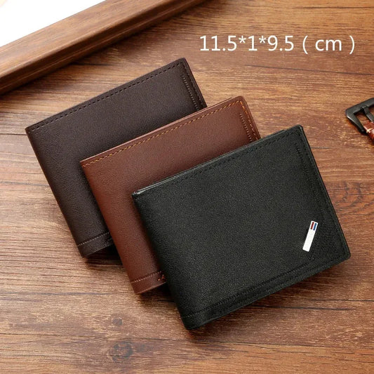 Portefeuille court en cuir pour hommes portefeuille mince pliable minimaliste portefeuille en cuir souple