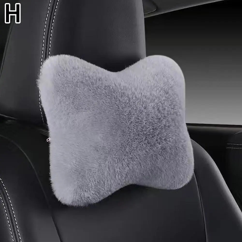 Plush Car Seat Neck Rest, 8 Colors Car Headrest, Plush Cushion, Warm and Comfortable, Waist Pillow Support Accessories, Winter