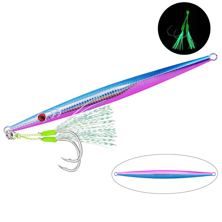 1PC Leurre de pêche à la jigging en métal, appât dur à descente rapide, 60/80/100/200/250/300G, lancer en eau salée, rivage, pour thon, bar