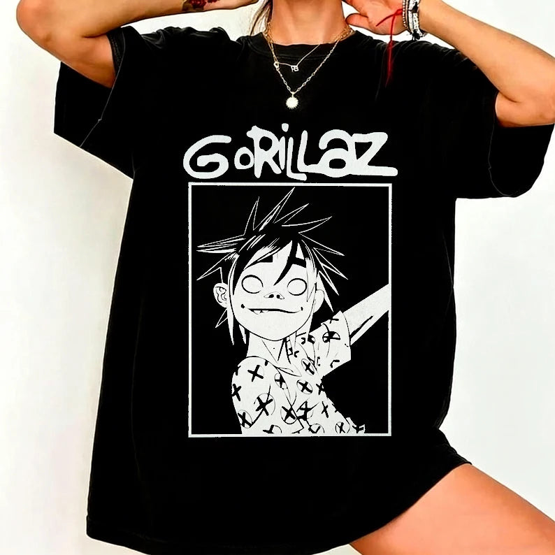 T-shirt groupe rock vintage Y2K — streetwear Harajuku, manches courtes, imprimé membres