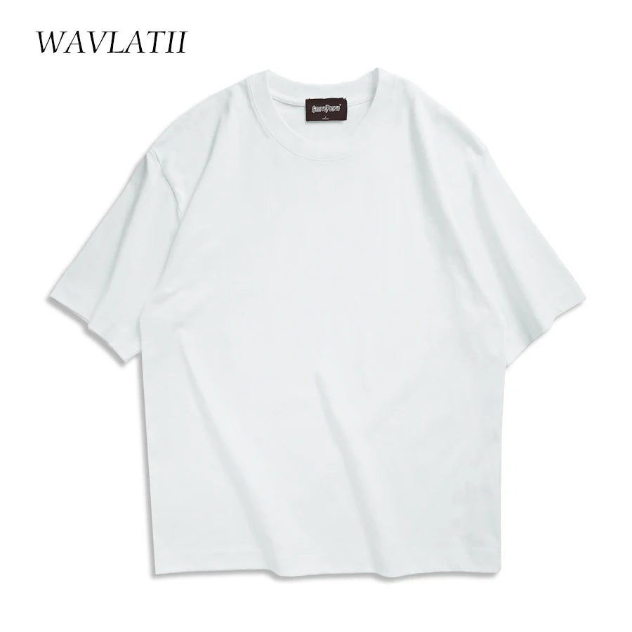 WAVLATII Oversized Summer T-Shirts for Women Men Brown Casual Female Korean Streetwear Unisex Basic Solid Young Cool Tops