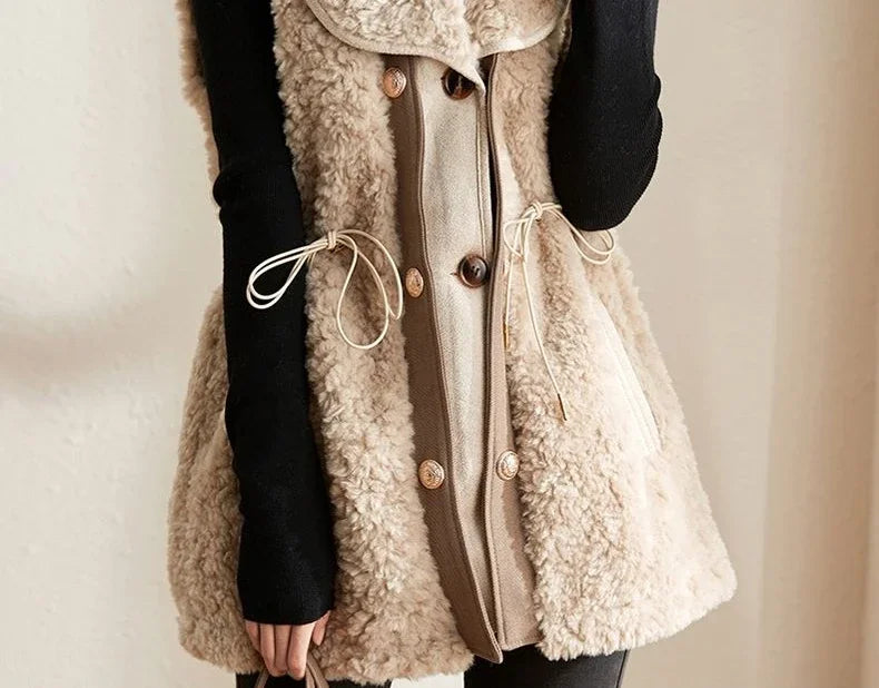 Gilets en peluche d'agneau pour femmes — automne, élégants, nouvelle collection