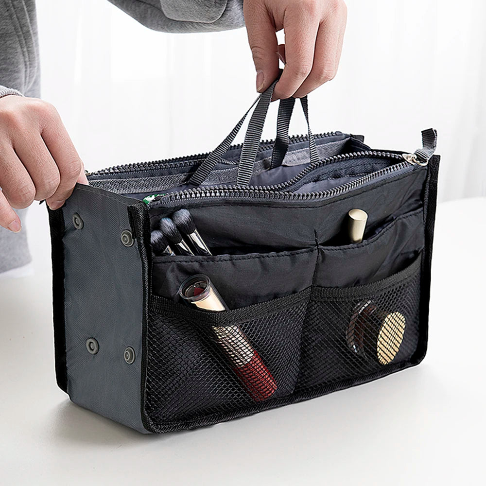 Bolsa de almacenamiento de cosméticos para mujer, organizador de viaje de nailon, bolso de mano plegable, gran capacidad, bolsa de almacenamiento de maquillaje