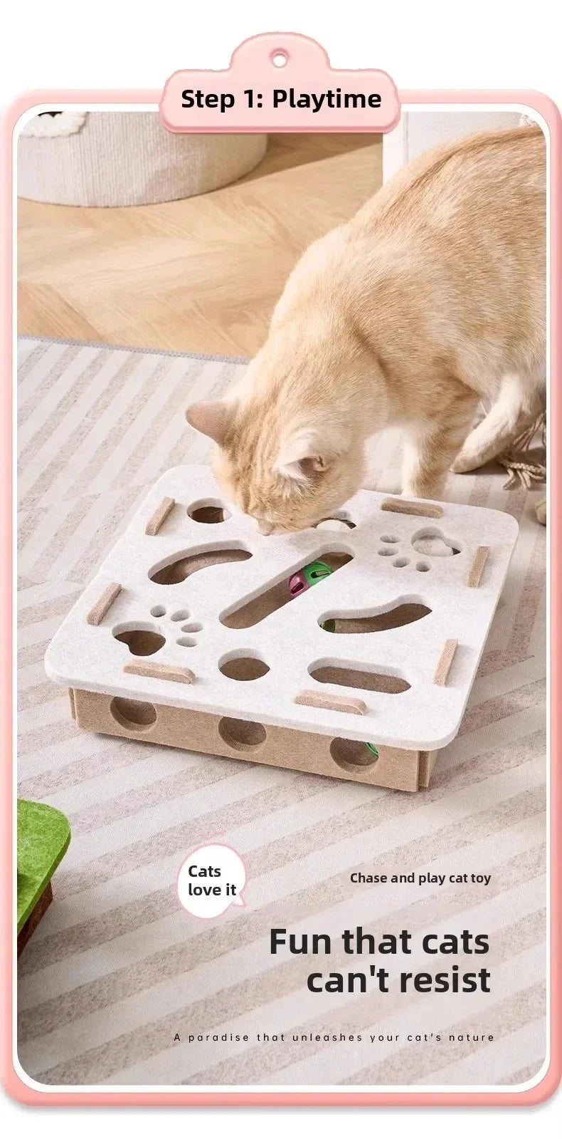 Jouet de Puzzle en feutre pour chat, boîte de Puzzle, jouet d'exercice avec balle, sport d'intérieur, divertissement, chasse, jouets pour chats d'intérieur