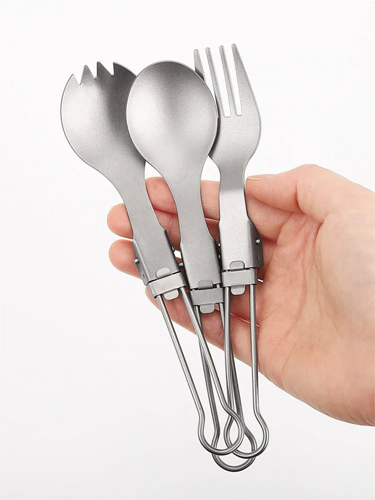 Cuillère à salade pliable en titane, cuillère à salade légère et portable pour le camping en plein air, la randonnée, le sac à dos, les voyages