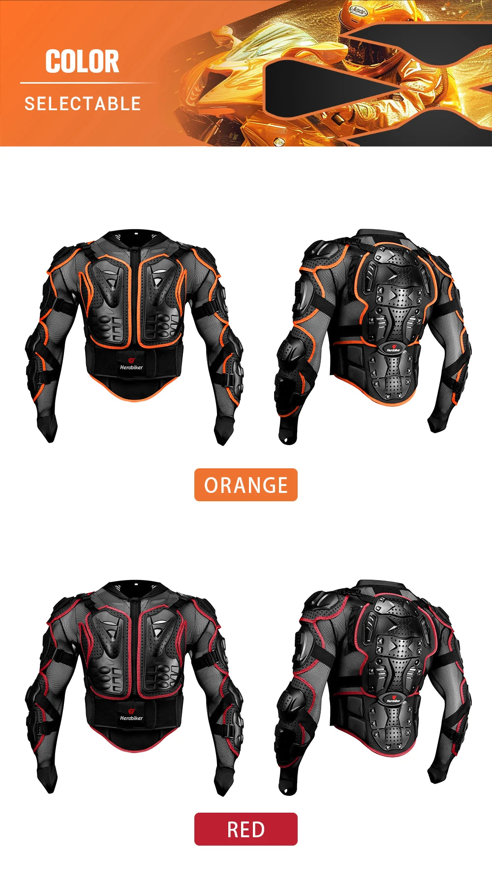 Vestes moto armure complète pour hommes — protection Motocross, équipement, vêtements S-4XL