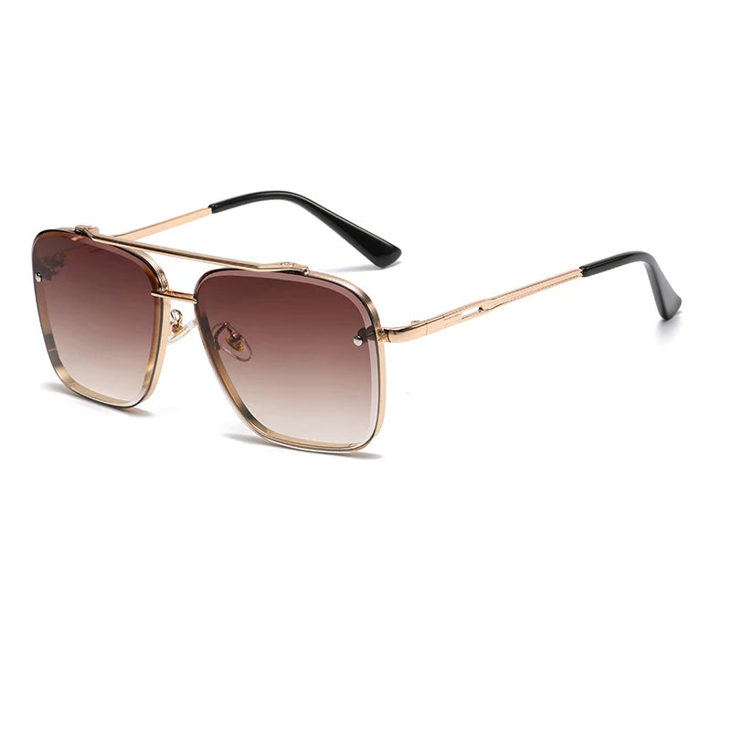 New Gradient Sunglasses for Men Fashion Metal Big Frame Sunglasses Luxury Brand Design Sunglasses for Men
