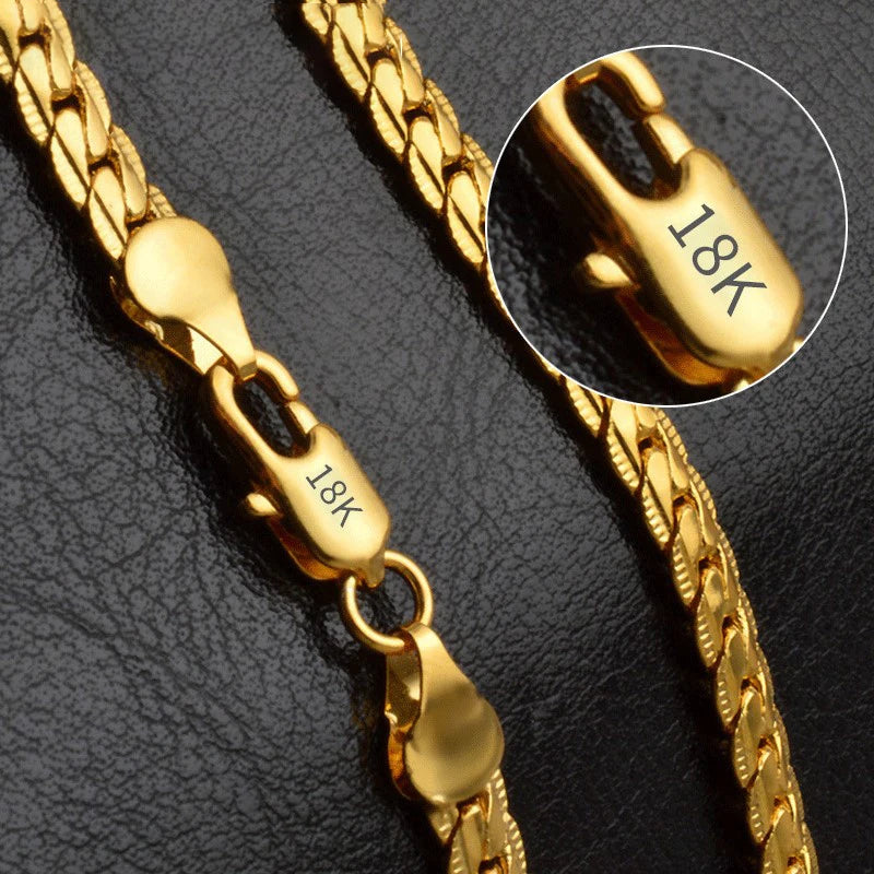 Collar de oro/plata de 18 quilates para hombre y mujer, joyería de moda para compromiso y boda, de 6 mm de ancho, 8/18/20/24 pulgadas