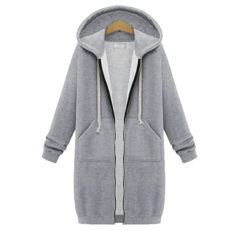 Parka à capuche épaisse pour femme, veste ample, avec fermeture éclair, poche, taille Maxi, robes de sport, vêtements d'extérieur, automne hiver 2024