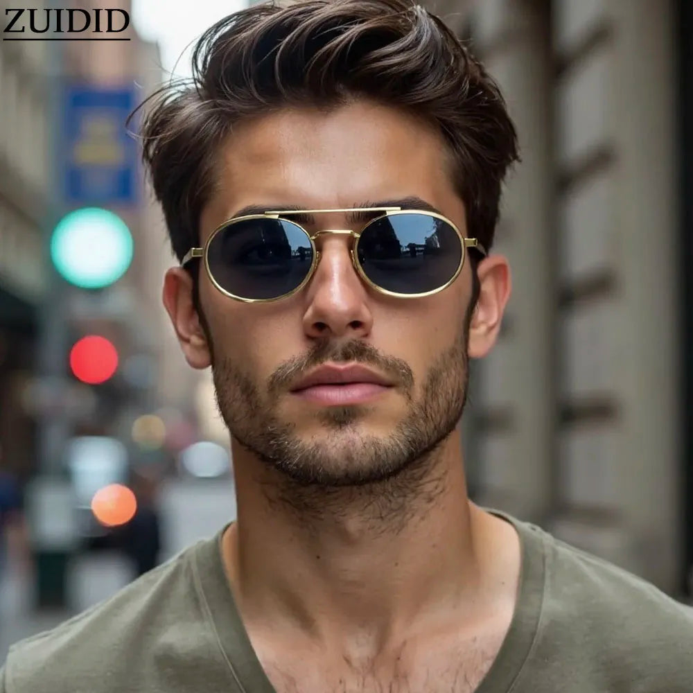 Lunettes de soleil ovales pour hommes et femmes — mode, vintage, Steampunk, 2025