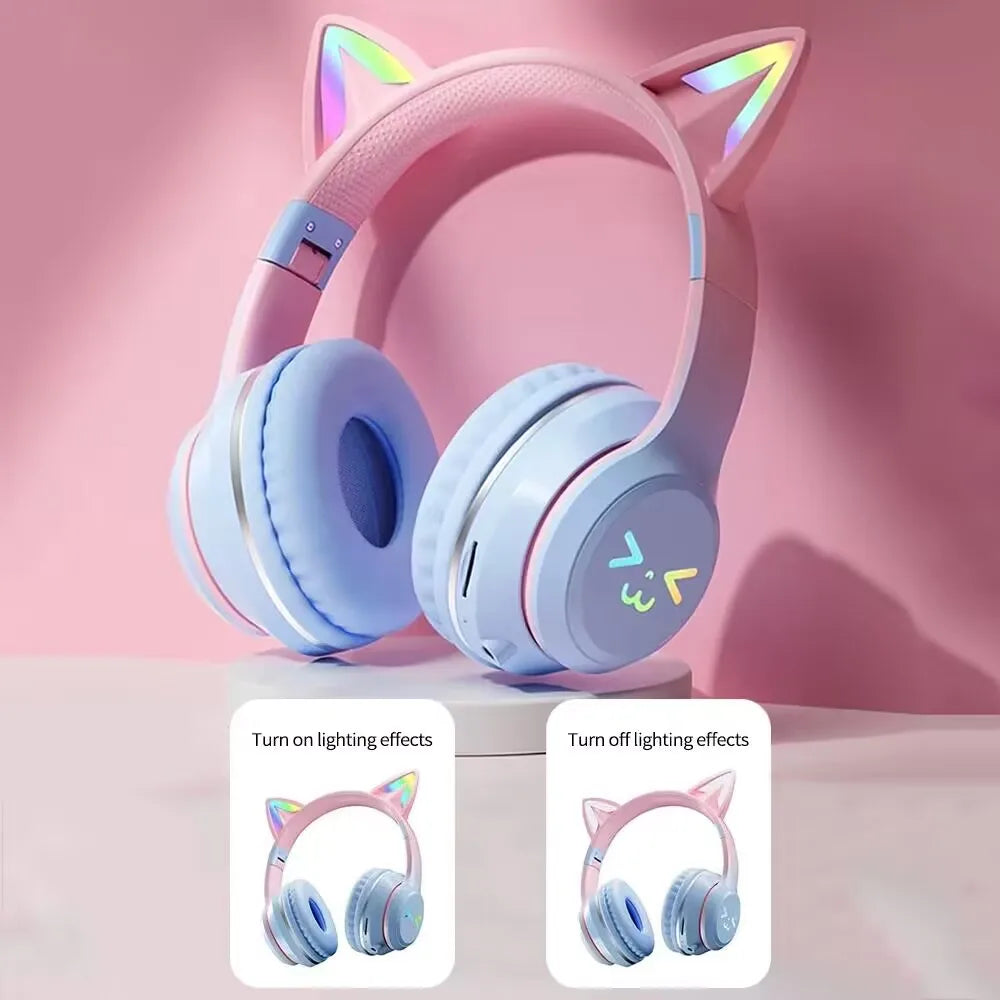 GRB Glow Gaming Médiateur set, Gamer Stereo Bass, Cat Ear, Earpods sans fil, Écouteurs Bluetooth, Câble TYPE-C, Casque Bluetooth, Mains libres