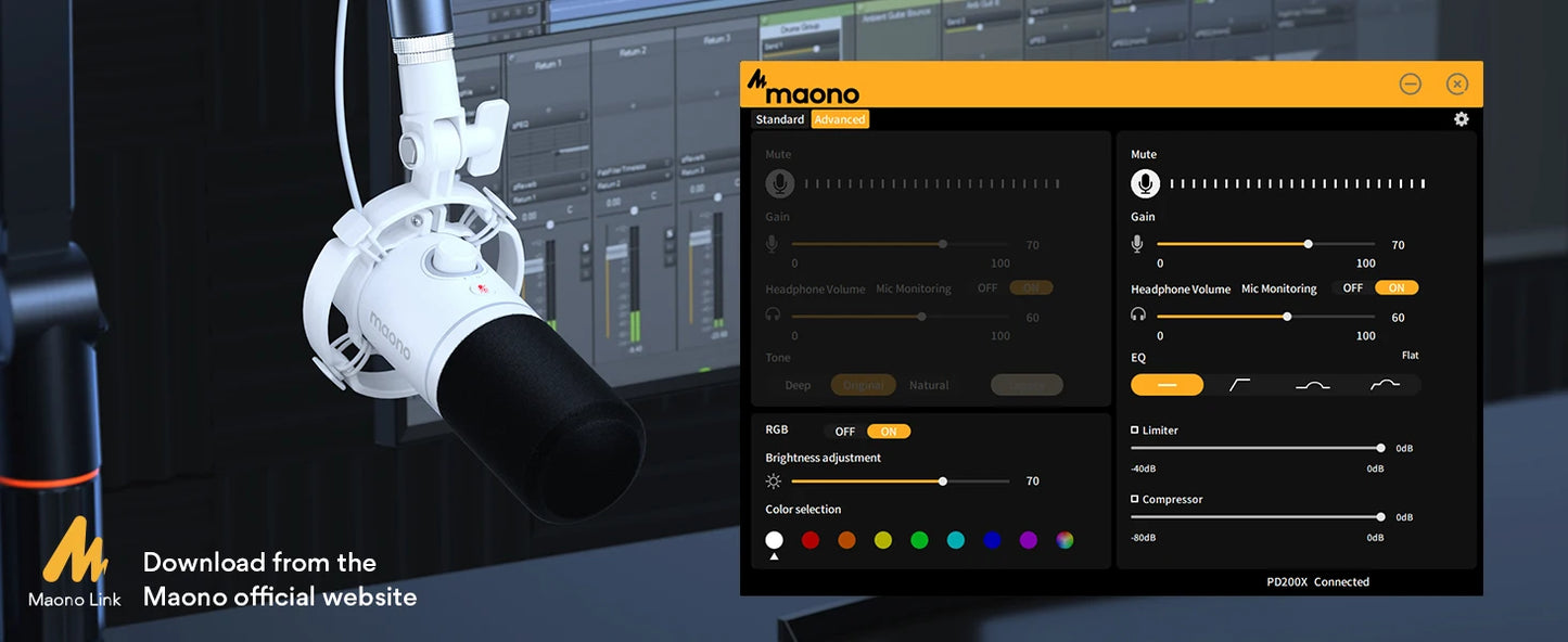 MAONO PD200X – Microphone dynamique XLR/USB avec bouton de gain et Tap-to-Mute pour gaming et streaming
