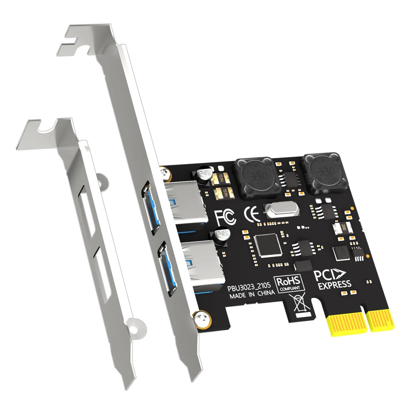 Carte d'extension PCIe USB 3.0 Type-A à 2 ports