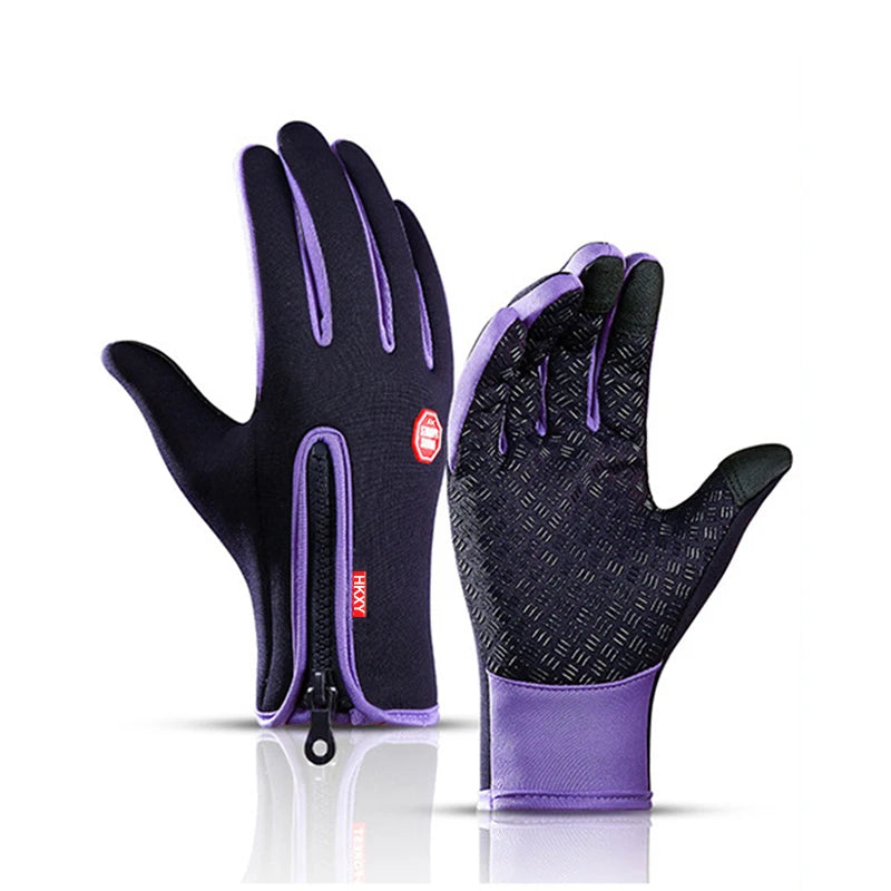 Gants de Sport chauds pour hommes et femmes, cyclisme d'hiver, écran tactile, pêche en plein air, anti-éclaboussures, ski, Snowboard, antidérapants, fermeture éclair