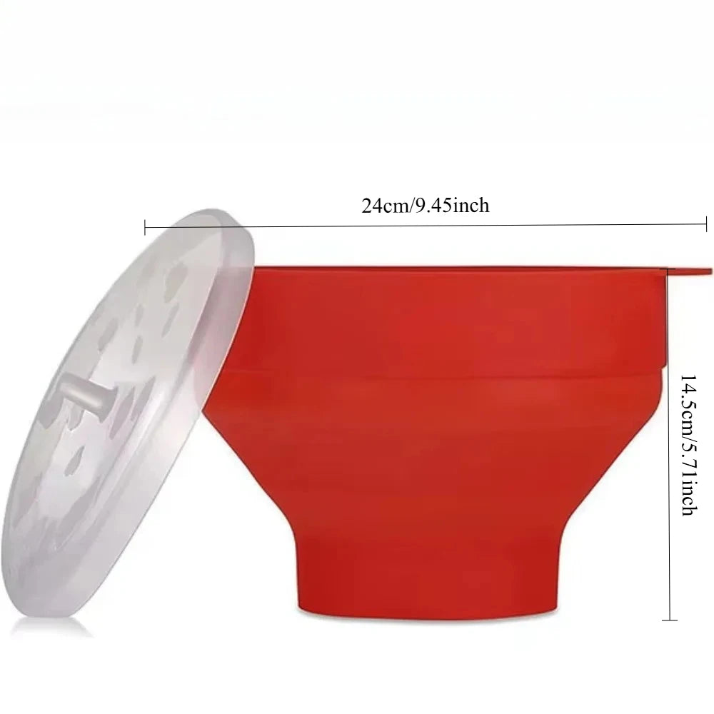 Bol à popcorn en silicone pour micro-ondes, pliable avec couvercle, seau à popcorn DIY, passe au lave-vaisselle, pour la maison, outil de cuisson pour regarder des films