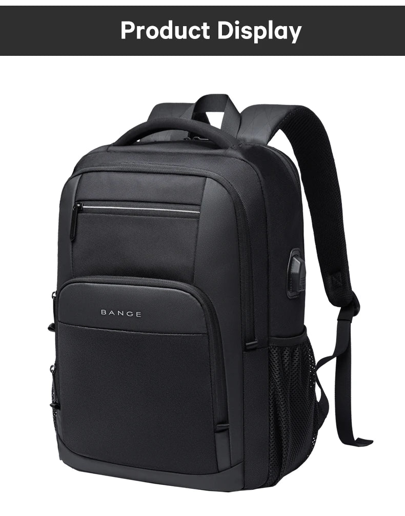 BANGE léger 15.6 pouces sac à dos pour ordinateur portable étanche USB Port de Charge multifonctionnel voyage randonnée sac d'école Mochila pour hommes