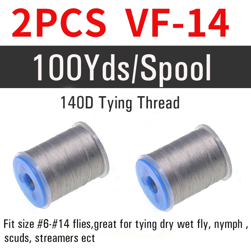 2 pièces de fil à nouer pour la pêche à la mouche 140D # 6~ # 14 Nymphes sèches et humides, Matériel de montage de mouches streamer, Fil, Fixateur de bobine, Outil de montage de mouches