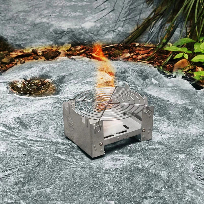 Poêle à alcool de Camping Portable, brûleur à alcool solide, poêle pliant à carburant, Mini esprit d'extérieur, cuisine pique-nique barbecue, poêle à cire