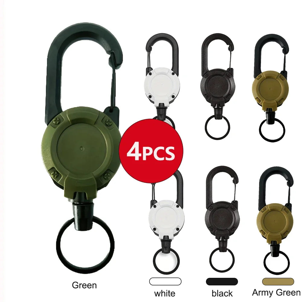 Llaveros retráctiles extensibles, carretes de insignia, clip resistente con mosquetón, para hombres, bolsas de exterior, 1/2/4 piezas
