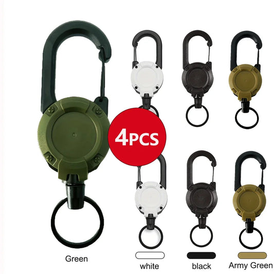 Llaveros retráctiles extensibles, carretes de insignia, clip resistente con mosquetón, para hombres, bolsas de exterior, 1/2/4 piezas