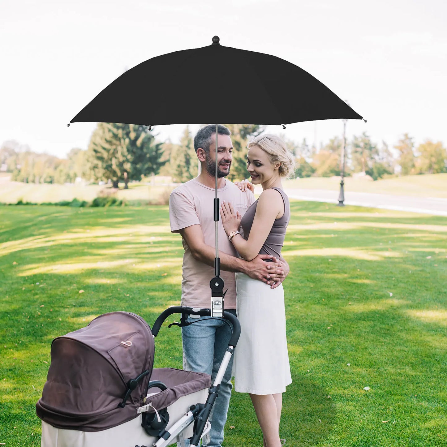 Parasol de chaise de plage protection UV — pare-soleil poussette bébé, 360°, réglable, pince