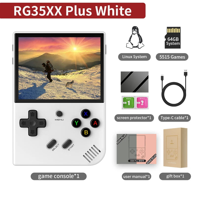 Console de jeu rétro portable — écran IPS 3,5", Linux, WiFi, Bluetooth, HDMI, 5000+ jeux, 64 Go