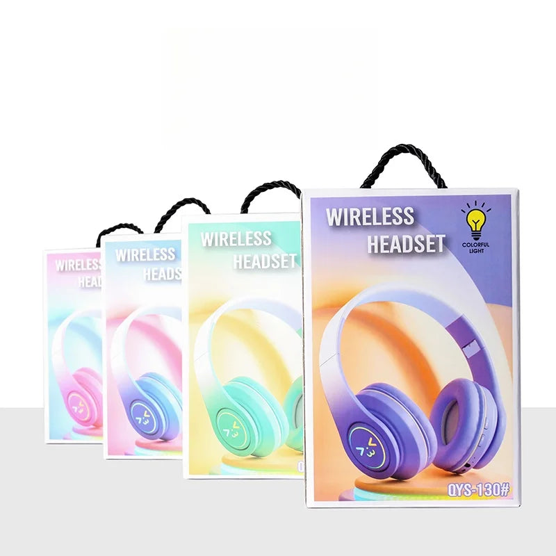 Auriculares Bluetooth inalámbricos originales para ordenador, cascos de juego con cancelación de ruido, cara sonriente oyant RGB, Gamer Girl Bass Out