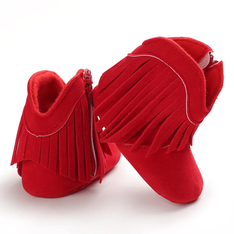 Mocassins Bébé Hiver Franges — Chaussures Douces Unisexe 0–18 mois