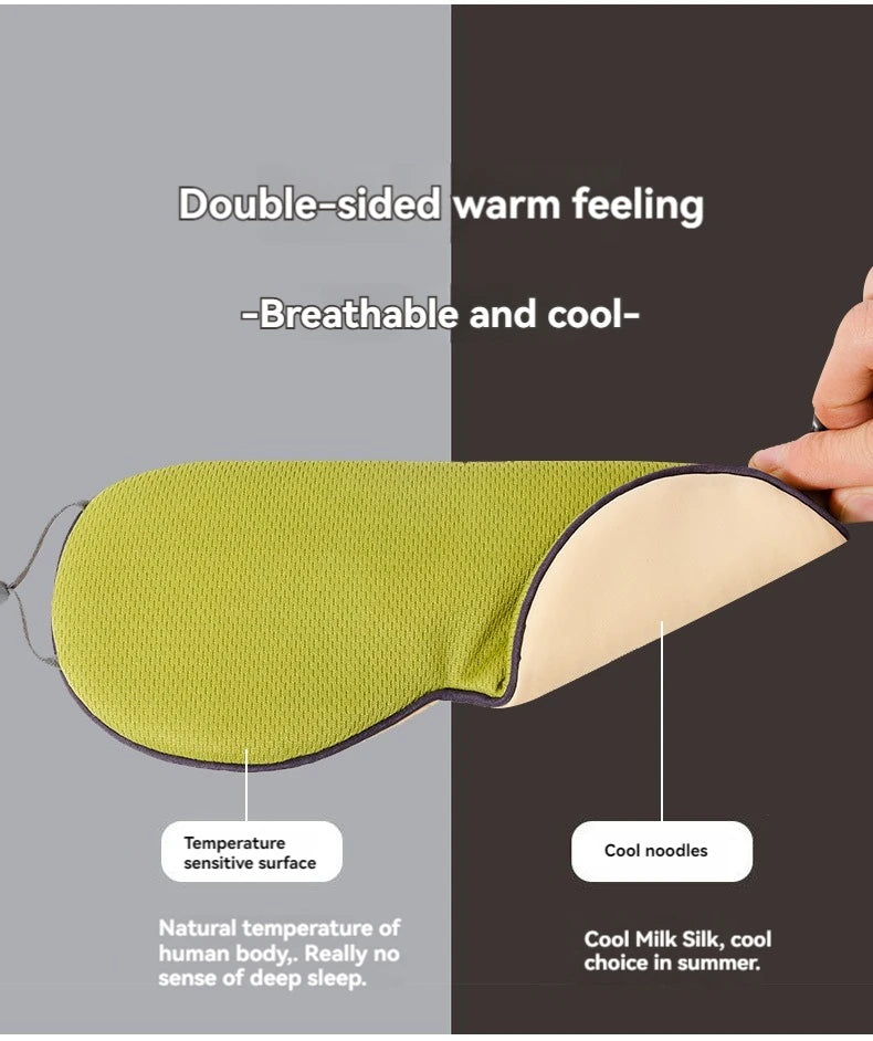 Masque pour les yeux de sommeil, Style coréen, soie glacée, chaud et frais, double usage, réglable, blocage de la lumière de voyage, masque pour les yeux respirant